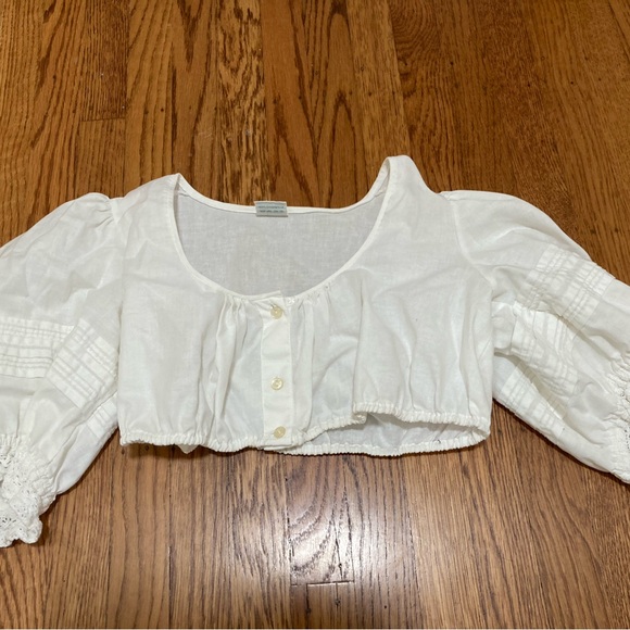 White Austrian Cotton Cropped Top - Picture 1 of 5